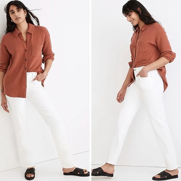 New! Madewell  The Mid-Rise Perfect Vintage Straight Jean in Tile White, 32 - Picture 15 of 15